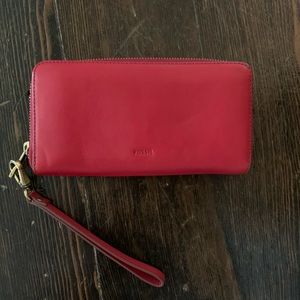 Red Leather Fossil Wallet